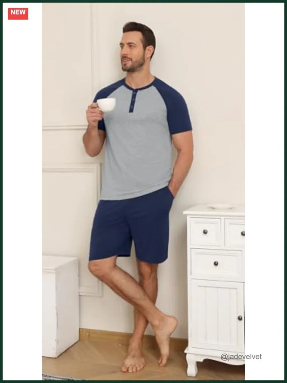 Men's Pajama Set 2 Piece Henley Sleepwear Lightweight Pjs